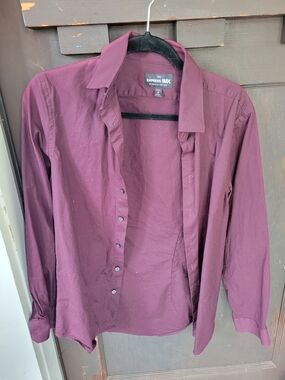 Express Slim Stretch Cotton Shirt in Port Wine